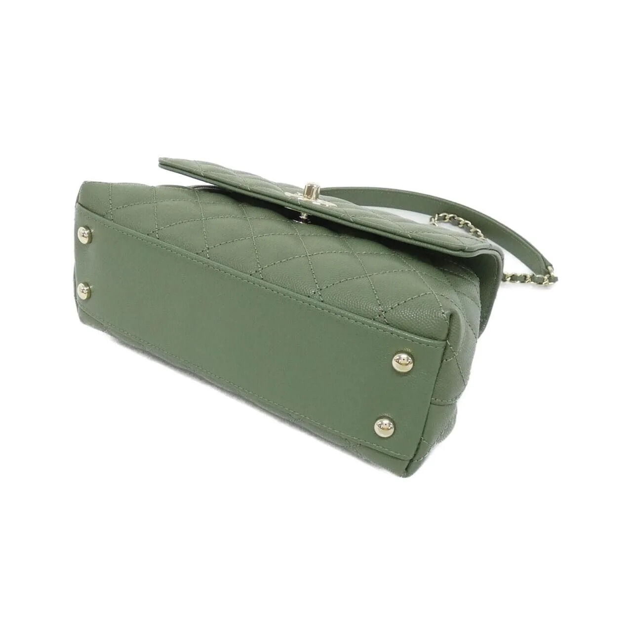 CHANEL Matelasse 92990 Handbag Grained Calfskin Green Grained Calfskin Rank A - Thumbnail 3