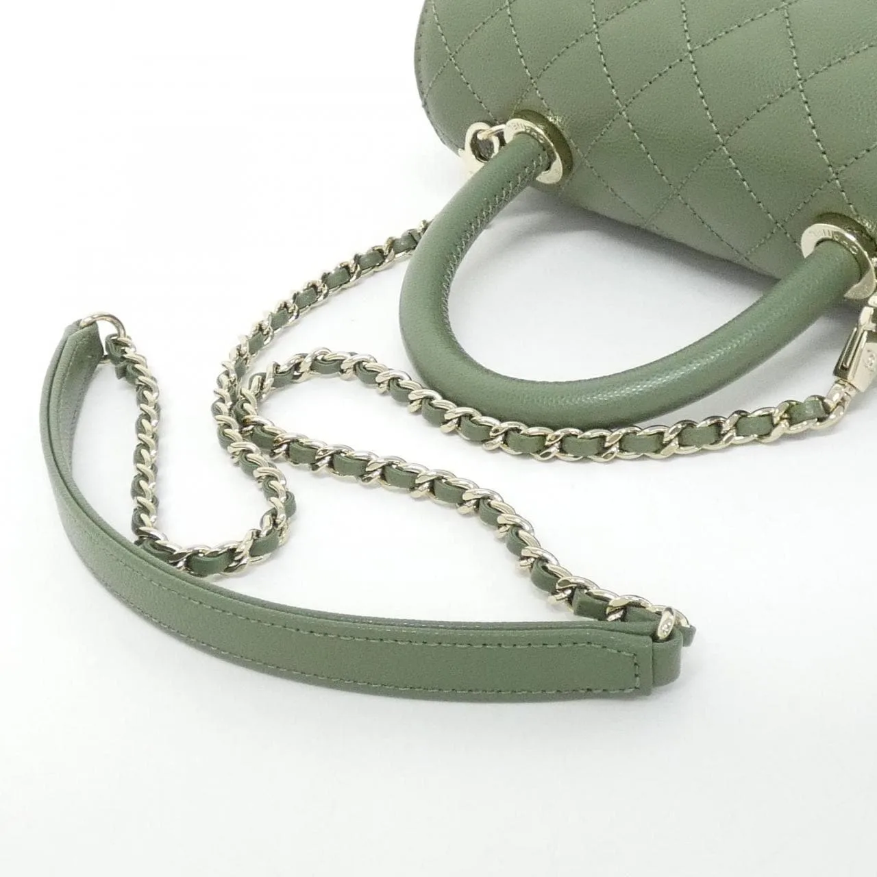 CHANEL Matelasse 92990 Handbag Grained Calfskin Green Grained Calfskin Rank A - Thumbnail 5