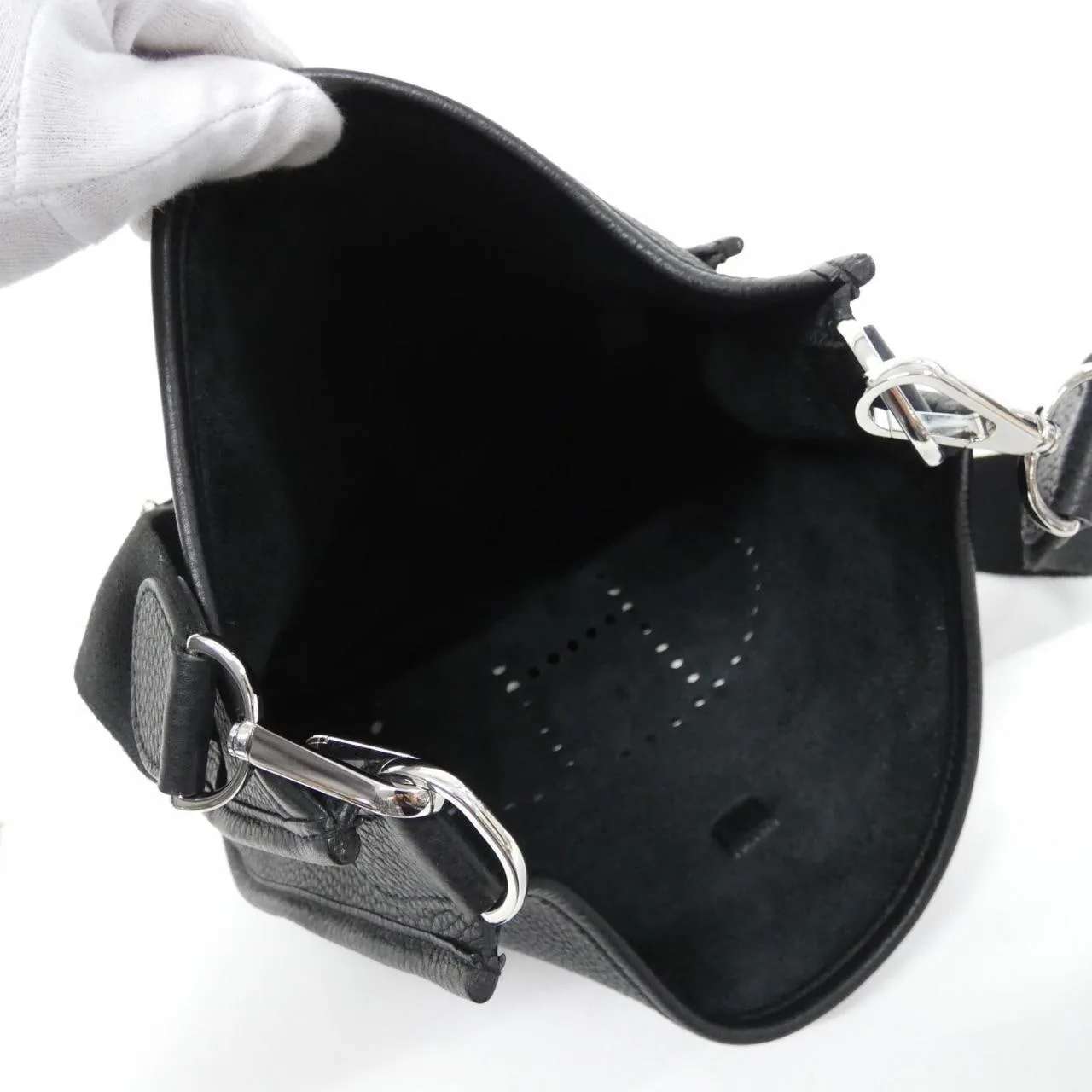 HERMES Evelyne 056275CK Shoulder Clemence Black Clemence Leather Rank A - Thumbnail 5