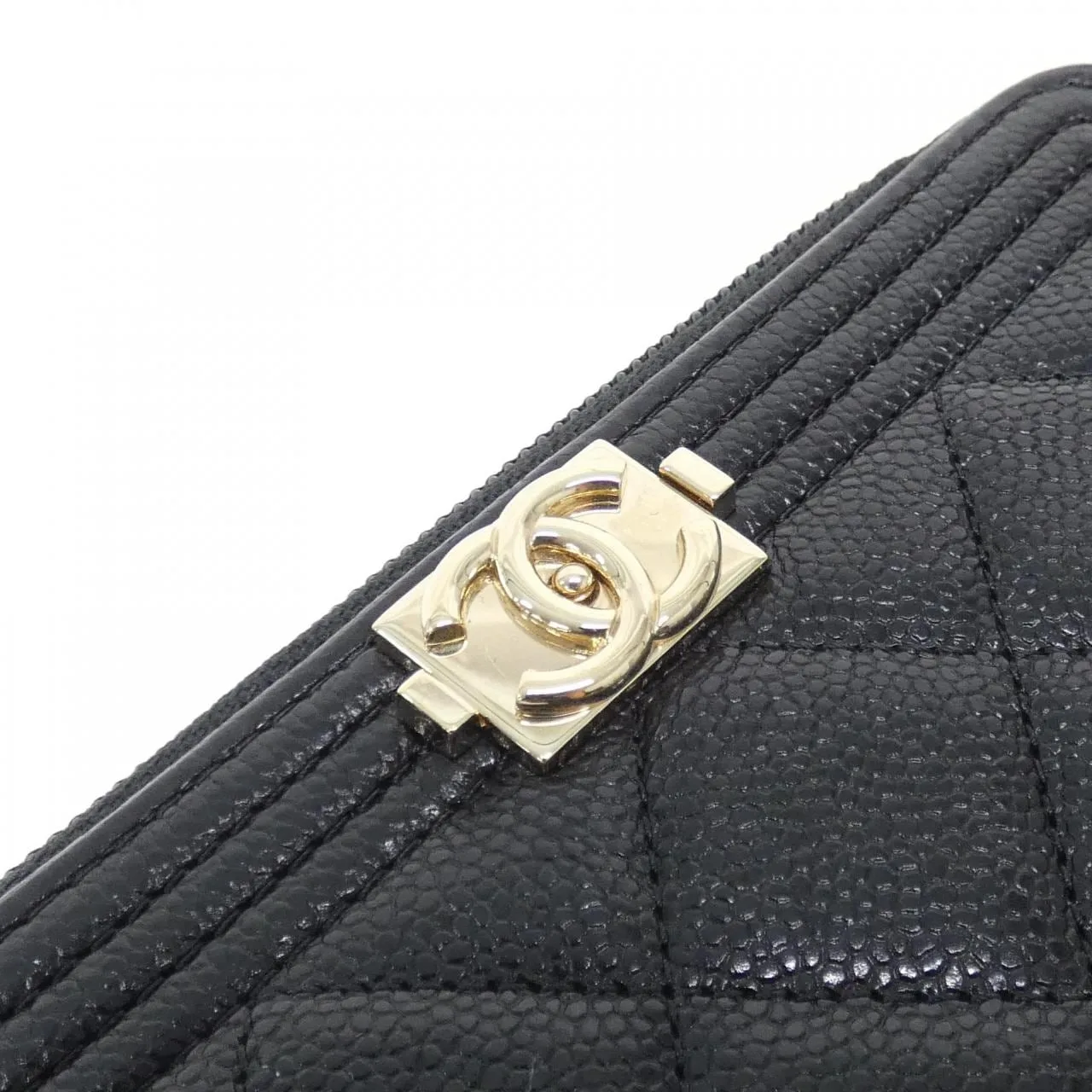 CHANEL Boy Chanel 80566 銀包 荔枝紋牛皮 黑色 荔枝紋牛皮 中古品A - 縮圖 4