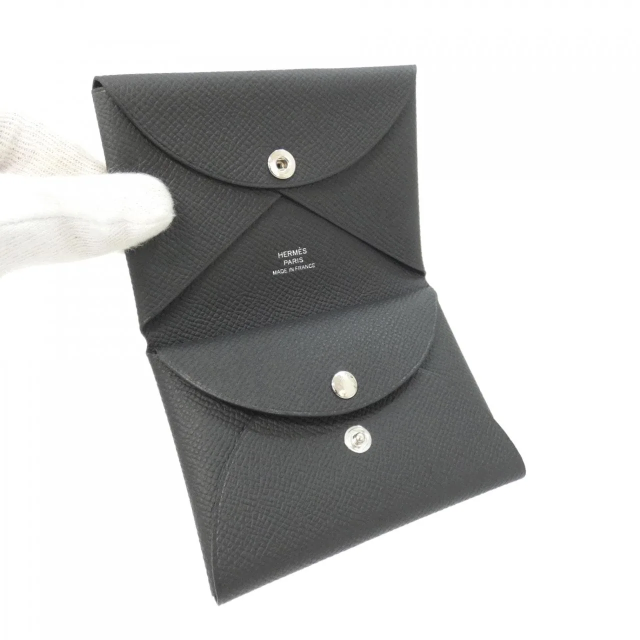 HERMES 083035CK Coin Case Epsom 黑色 Epsom 皮 中古品A - 縮圖 2