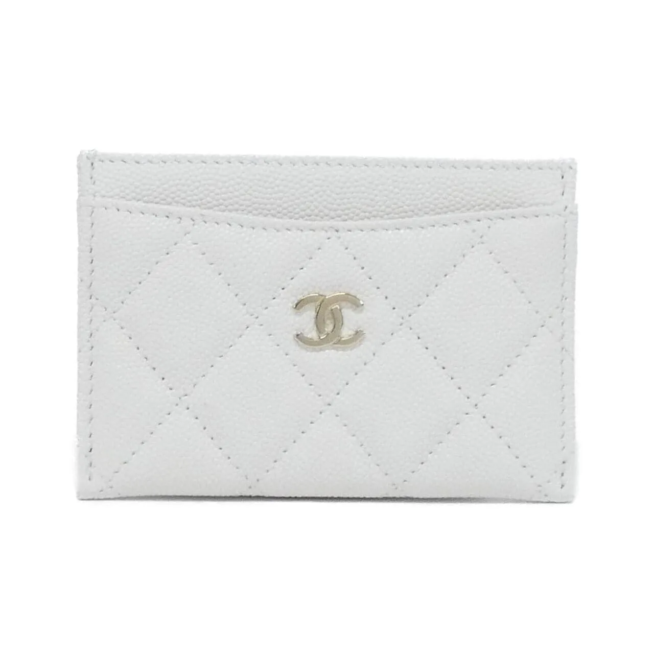 CHANEL Timeless Classic AP0213 Card Case Grained Calfskin White