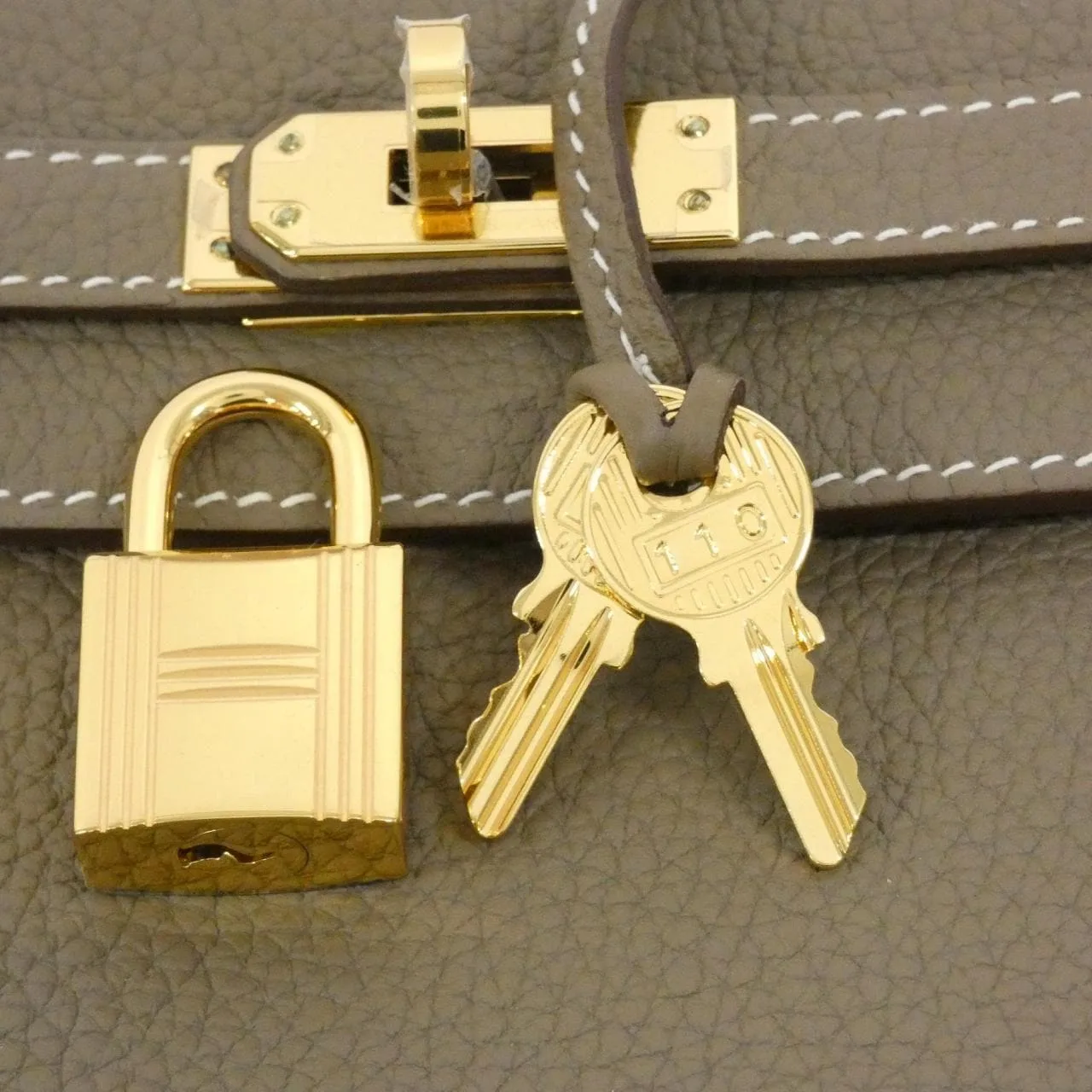 HERMES Kelly 044624CC Handbag Togo Etoupe Togo Leather Rank A - Thumbnail 4