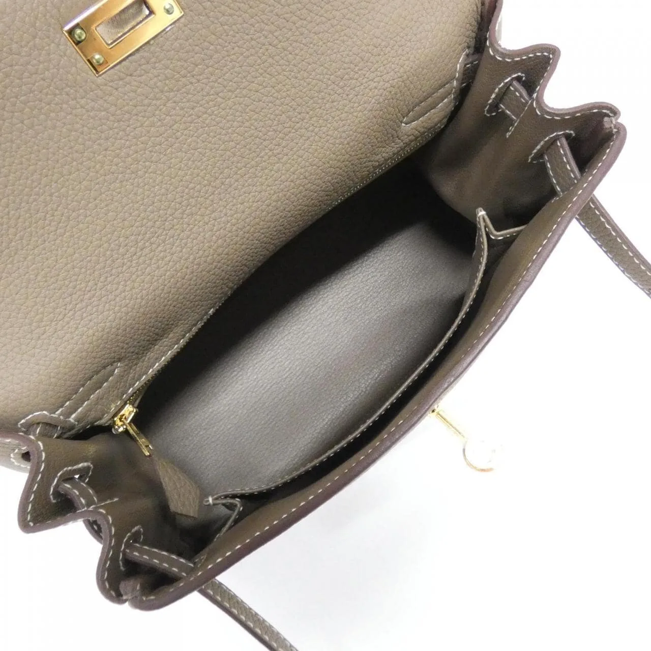 HERMES Kelly 044624CC Handbag Togo Etoupe Togo Leather Rank A - Thumbnail 6