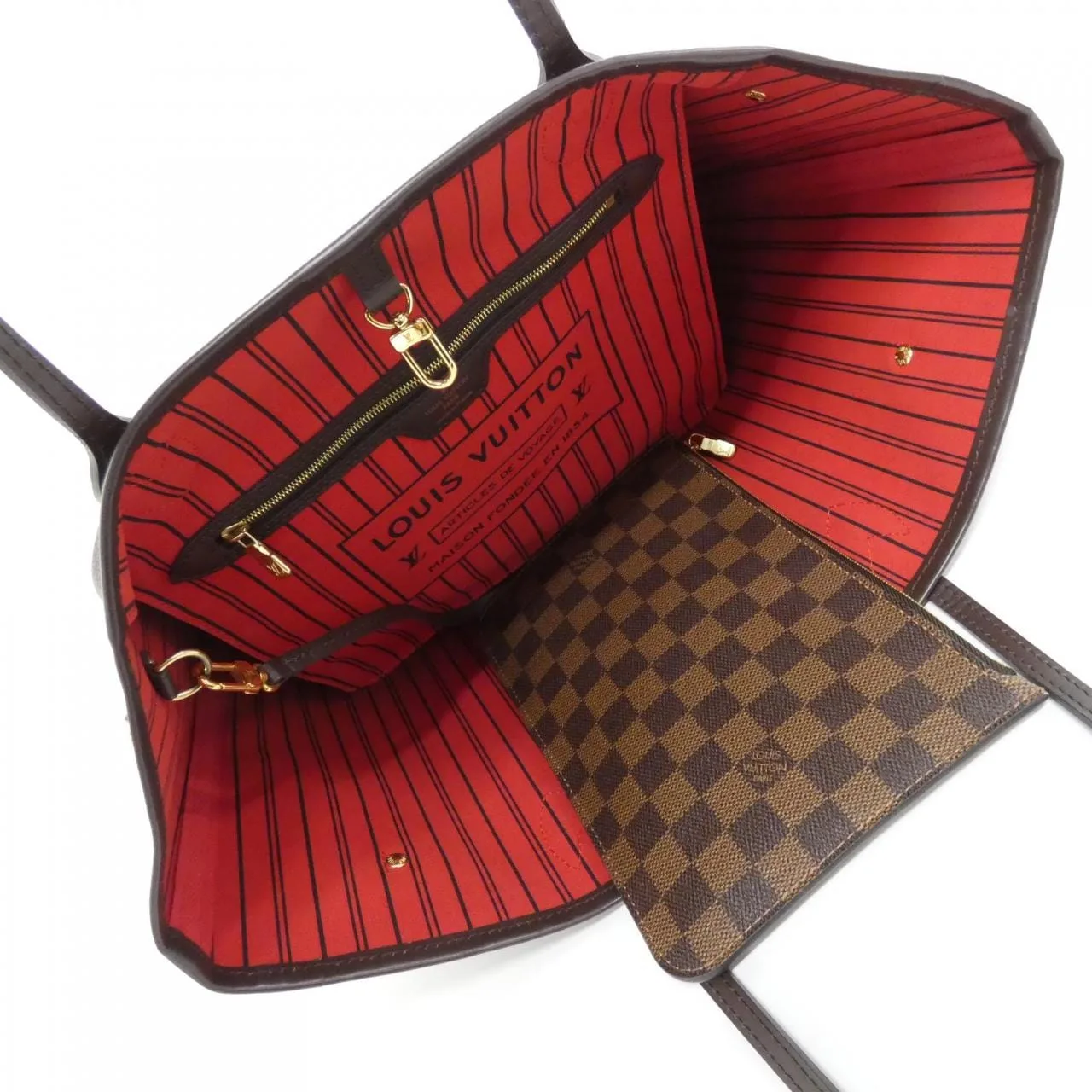 LOUIS VUITTON Neverfull N41358 Tote Damier 黑色 Damier 中古品A - 縮圖 7