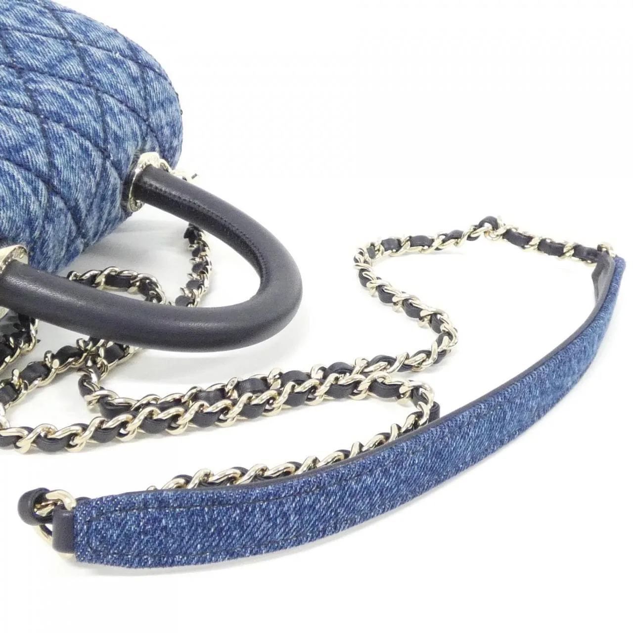 CHANEL Coco Handle AS2215 Handbag Denim 藍色 牛仔布 未使用品 - 縮圖 5