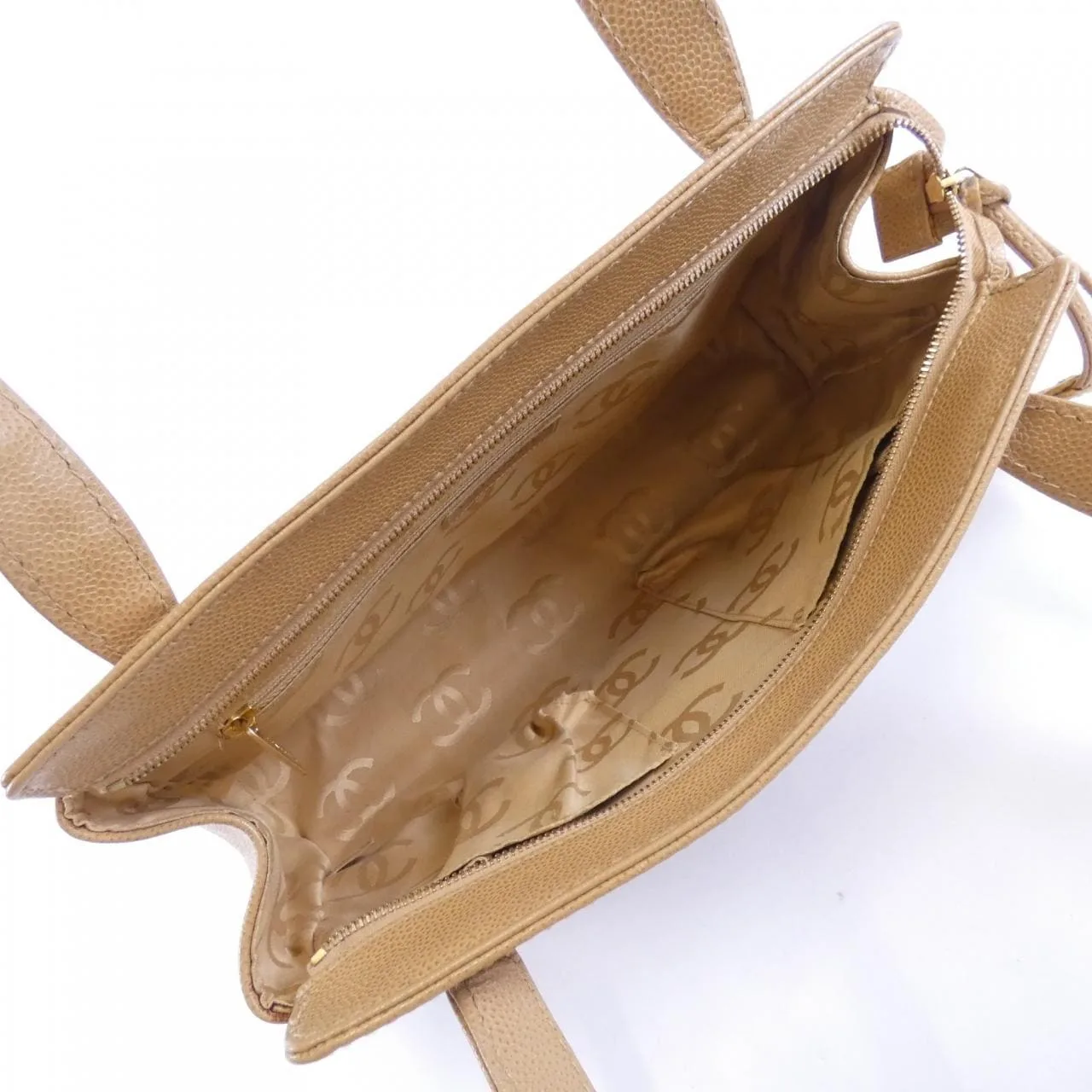 CHANEL 25666 Shoulder Grained Calfskin 米色 荔枝紋牛皮 中古品B - 縮圖 9