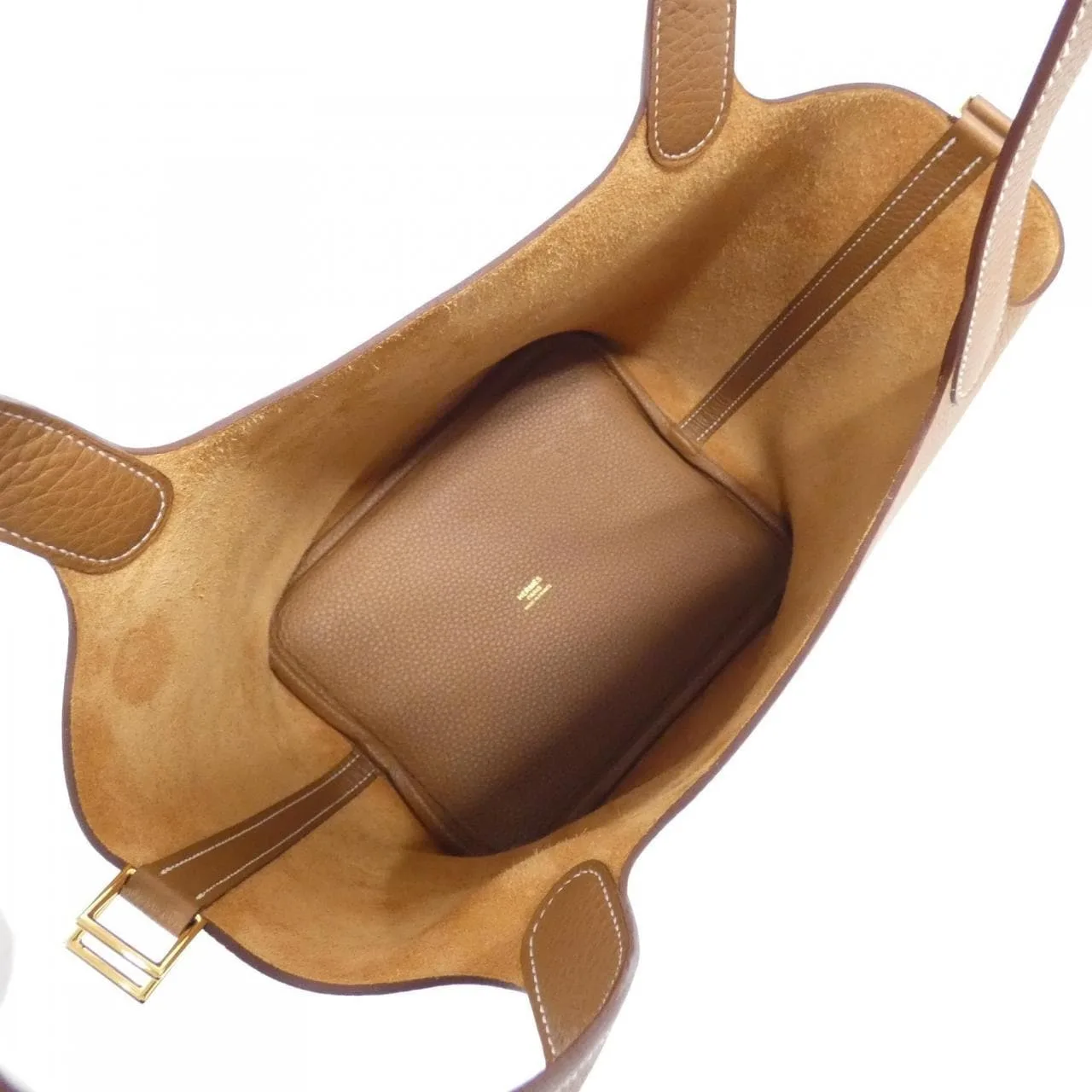 HERMES Picotin 060991CC Handbag Clemence Gold Clemence Leather Rank A - Thumbnail 5