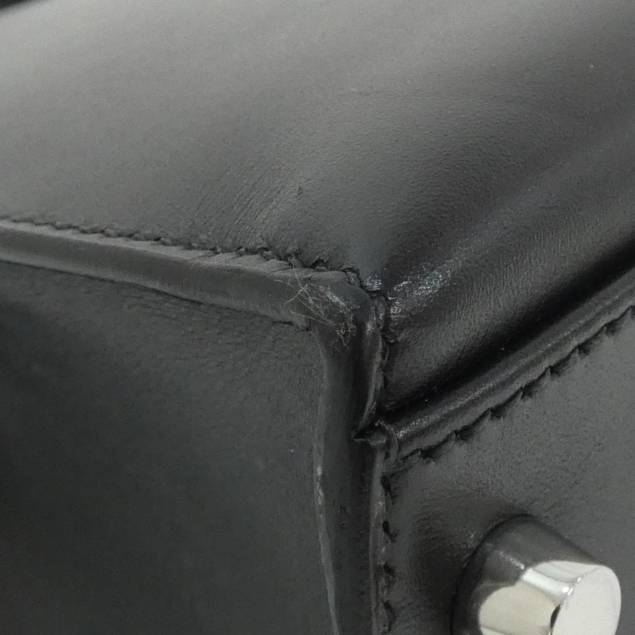 HERMES Kelly 020069CK Handbag Box Calf Black Box Calf Leather Rank A - Thumbnail 3