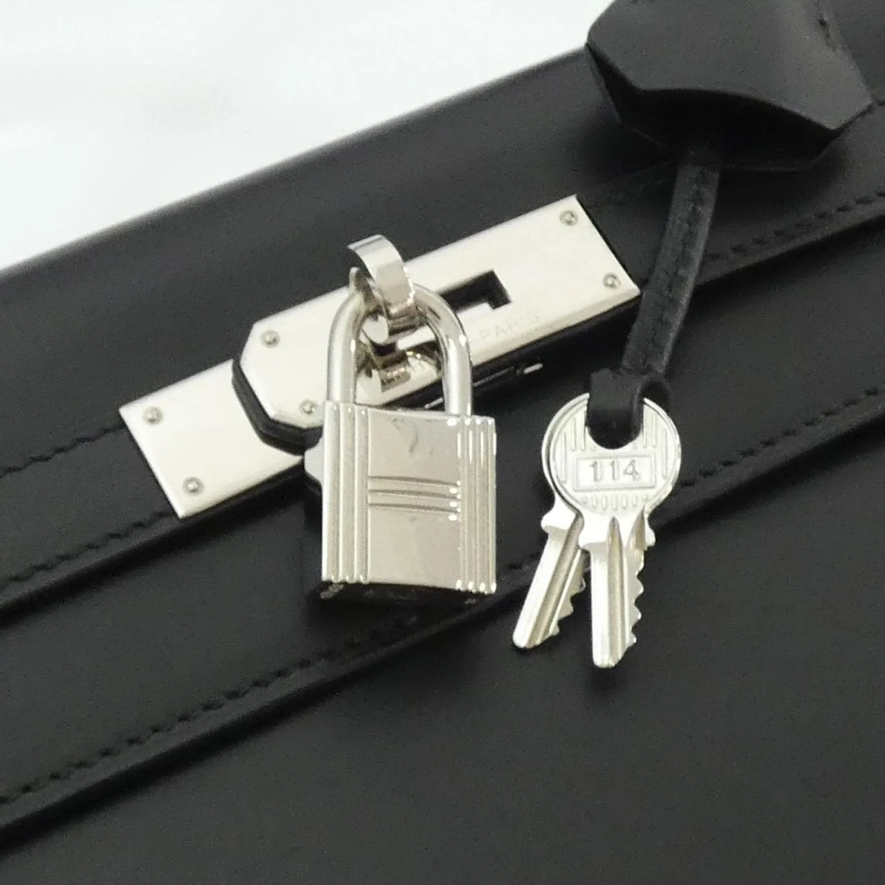 HERMES Kelly 020069CK Handbag Box Calf Black Box Calf Leather Rank A - Thumbnail 4