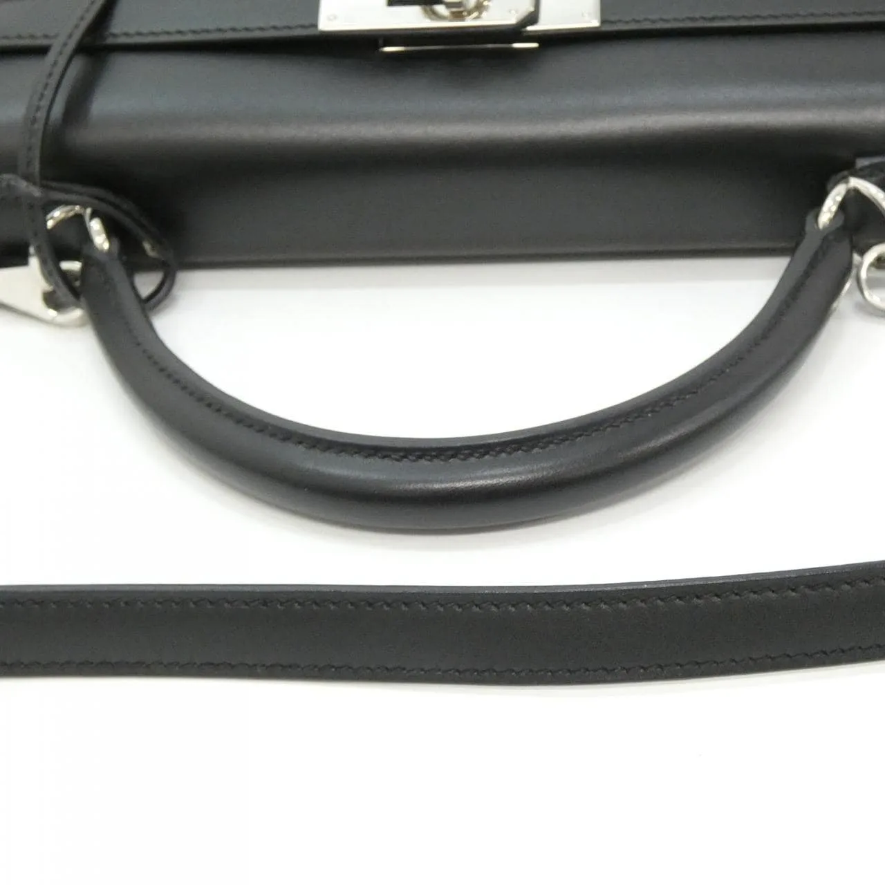 HERMES Kelly 020069CK Handbag Box Calf Black Box Calf Leather Rank A - Thumbnail 9