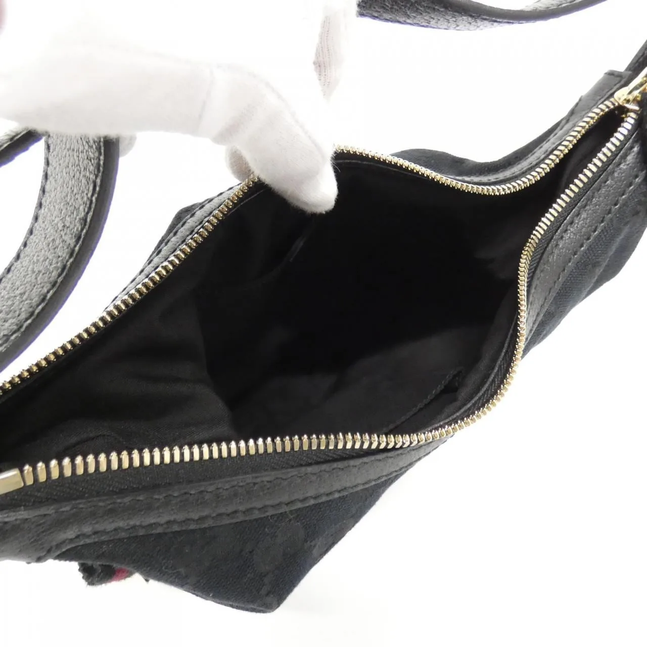 GUCCI 162895 肩背包 帆布 黑色 帆布 中古品A - 縮圖 5