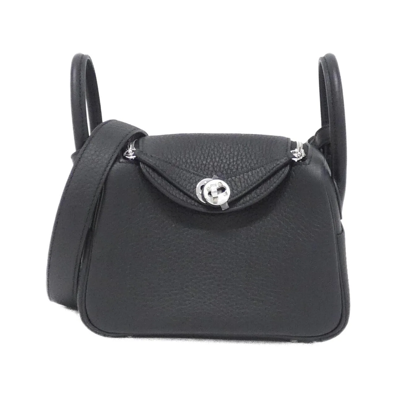 HERMES Lindy 085956CK Shoulder Clemence Black