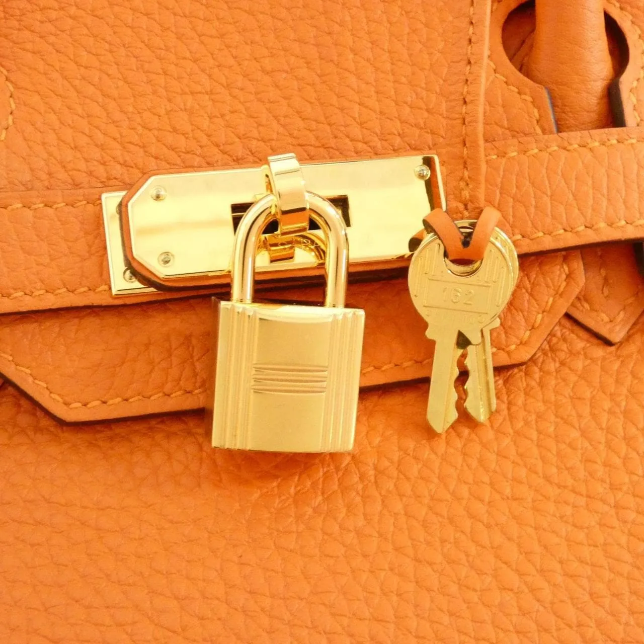HERMES Birkin 025789CC Handbag Clemence Orange Clemence Leather Rank A - Thumbnail 4