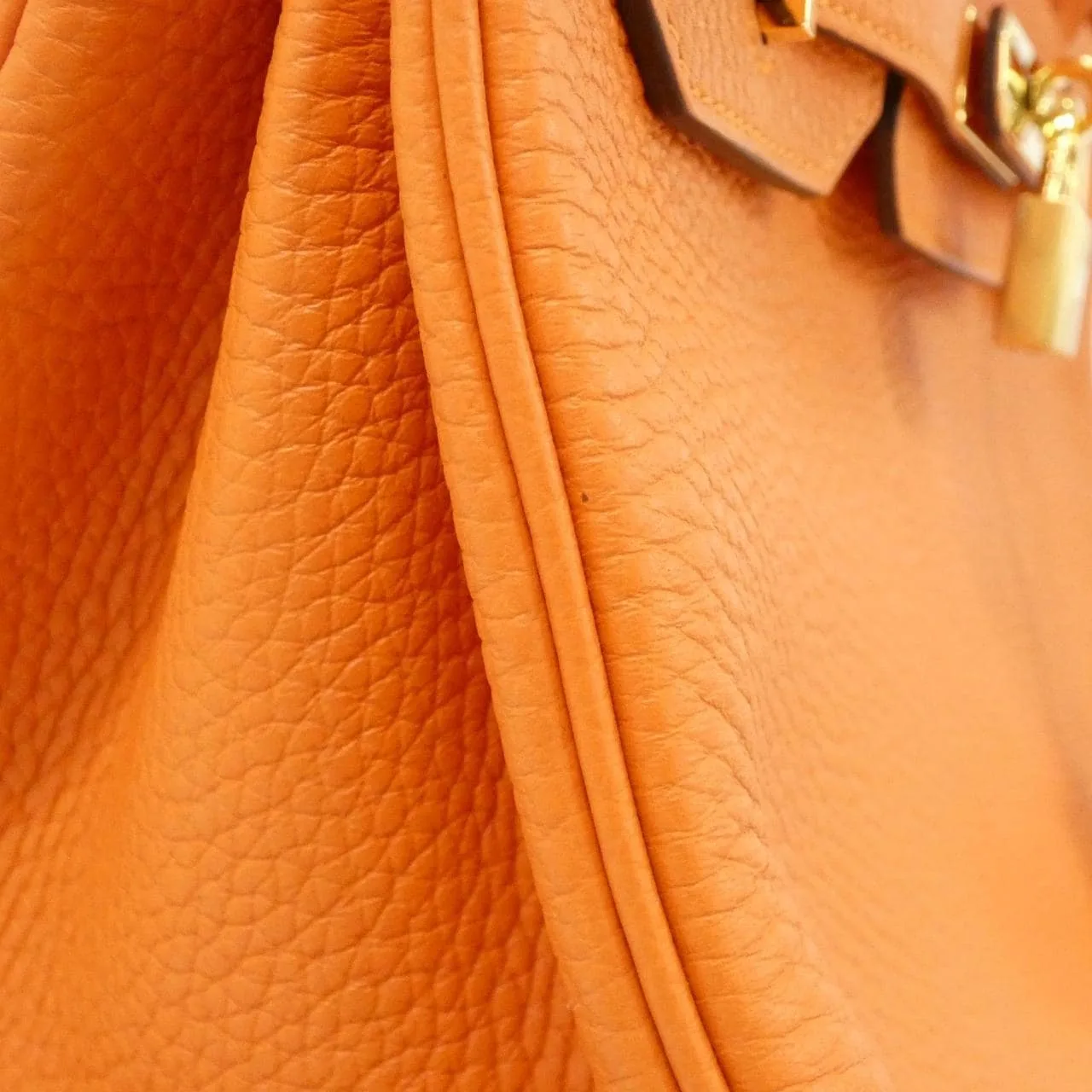 HERMES Birkin 025789CC Handbag Clemence Orange Clemence Leather Rank A - Thumbnail 6