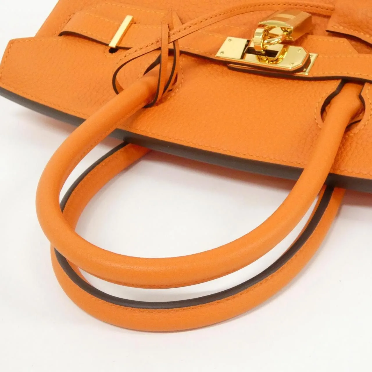 HERMES Birkin 025789CC Handbag Clemence Orange Clemence Leather Rank A - Thumbnail 7