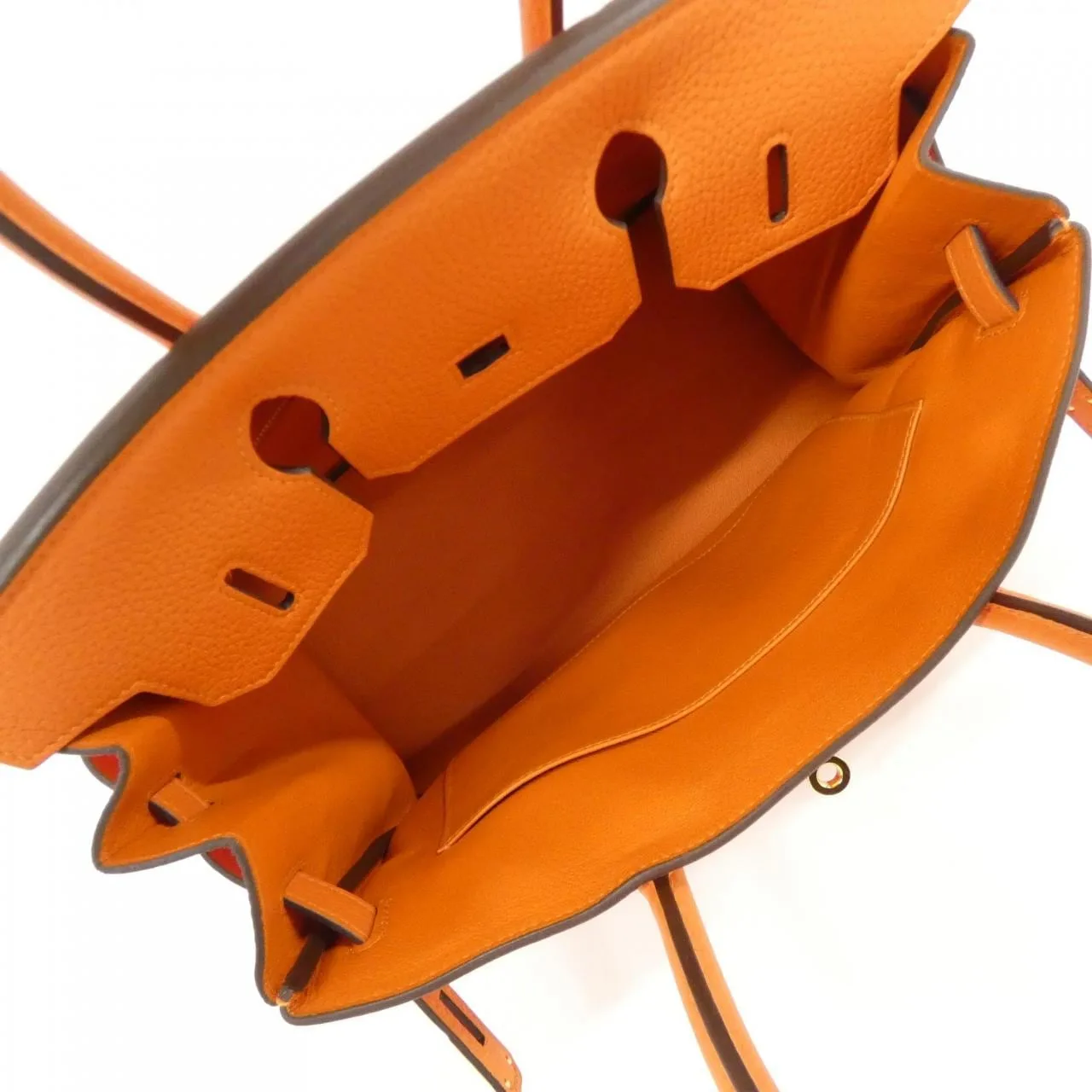 HERMES Birkin 025789CC Handbag Clemence Orange Clemence Leather Rank A - Thumbnail 8