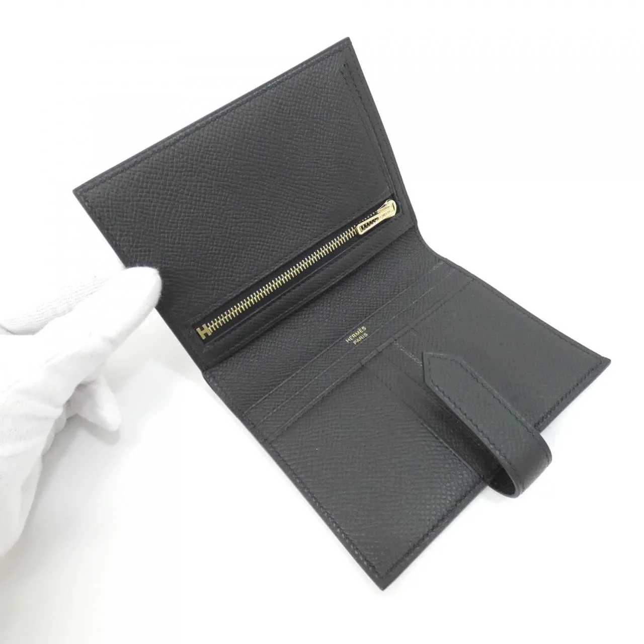 HERMES 039790CC Wallet Epsom Black Epsom Leather Rank A - Thumbnail 4