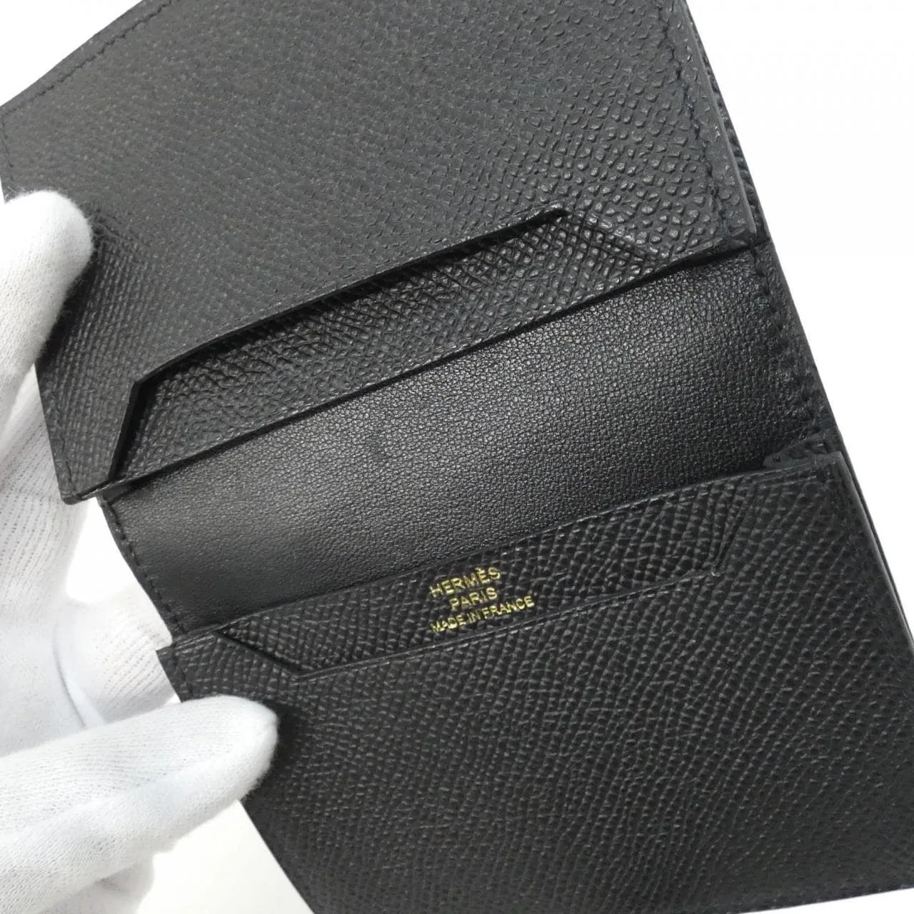 HERMES 039806CC Card Case Epsom Black Epsom Leather Rank A - Thumbnail 6