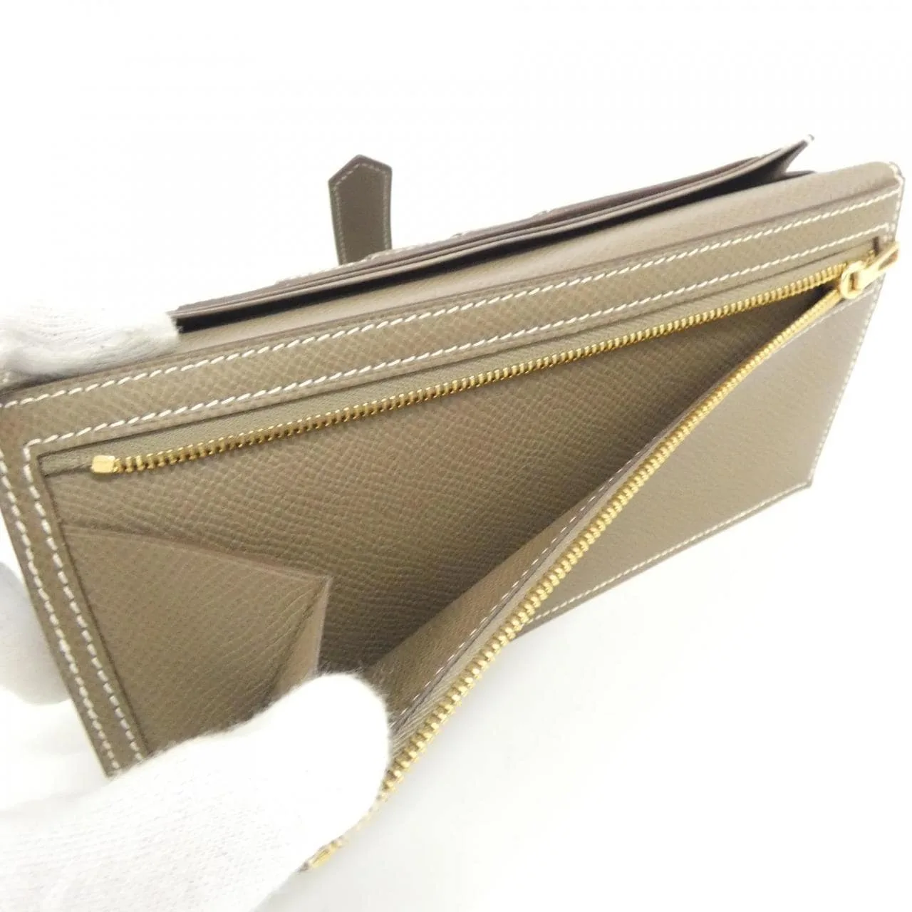 HERMES 039785CC Wallet Epsom Etoupe Epsom Leather Rank A - Thumbnail 10