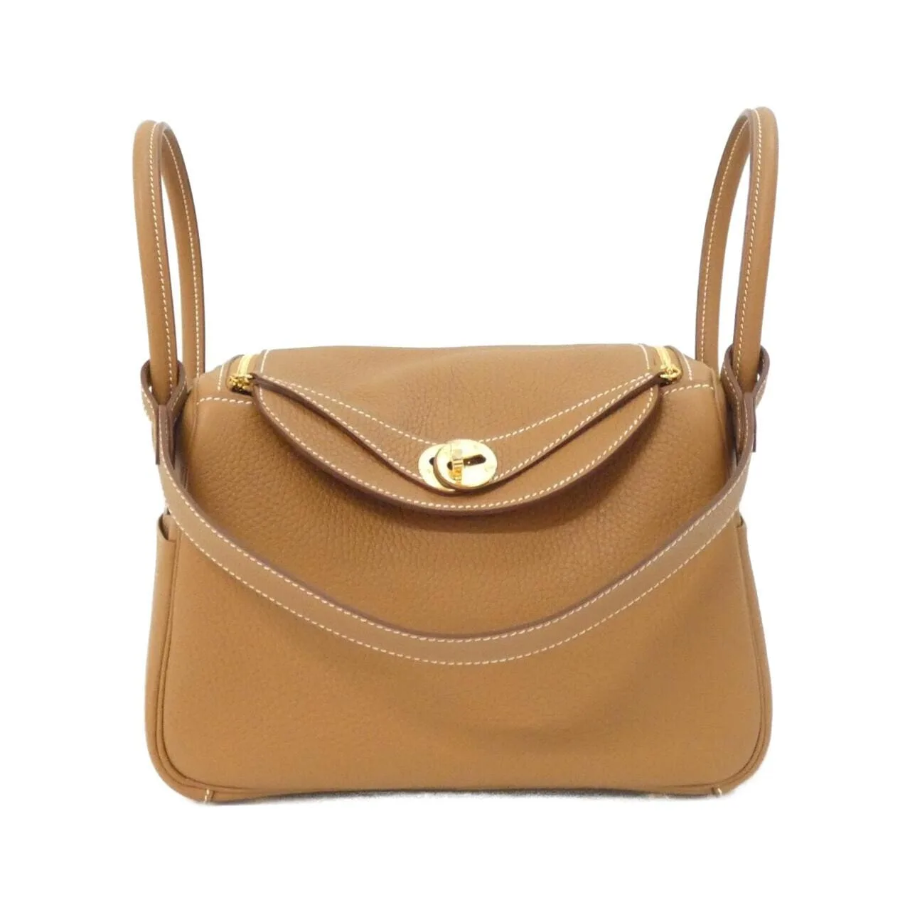 HERMES Lindy 073428CC Shoulder Clemence Gold