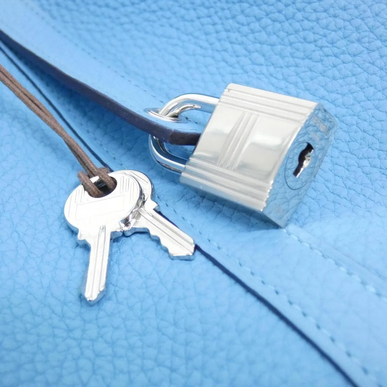 HERMES Picotin 056289CK Handbag Clemence Blue Clemence Leather Rank A - Thumbnail 3