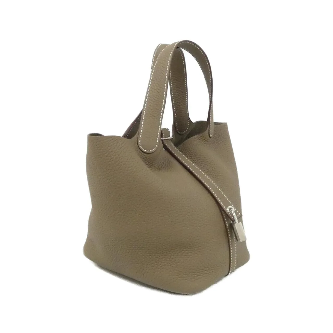 HERMES Picotin 056289CK Handbag Clemence Etoupe