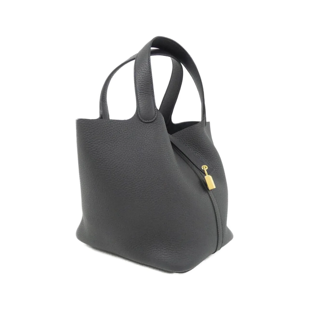 HERMES Picotin 060991CC Handbag Clemence Black