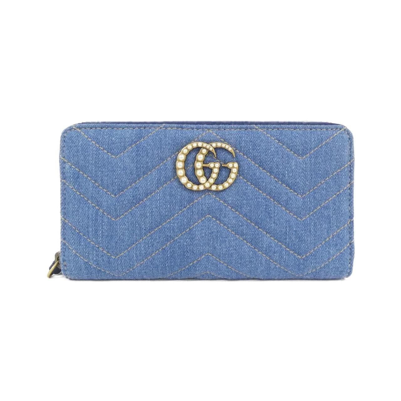 GUCCI Marmont 443123 9B54T 銀包 牛仔布