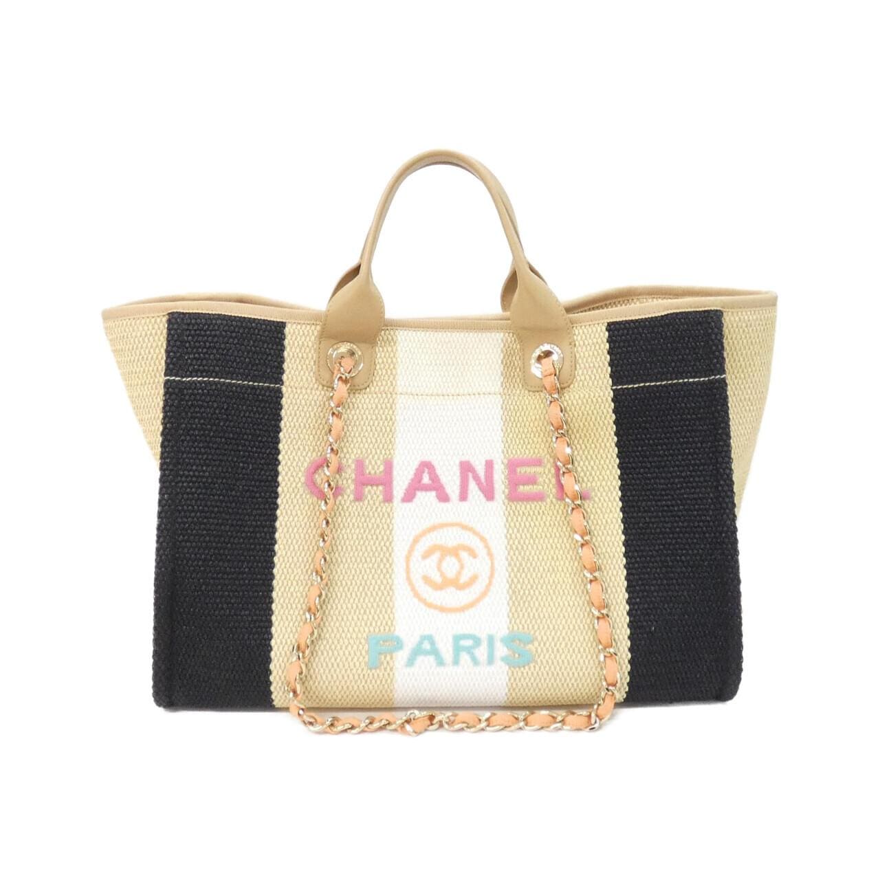 CHANEL Deauville 66941 Handbag Cotton