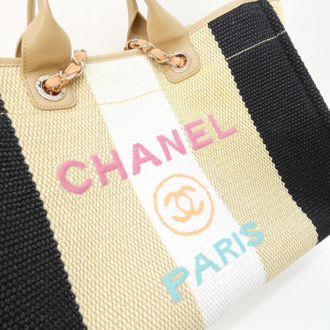 CHANEL Deauville 66941 Handbag Cotton 4