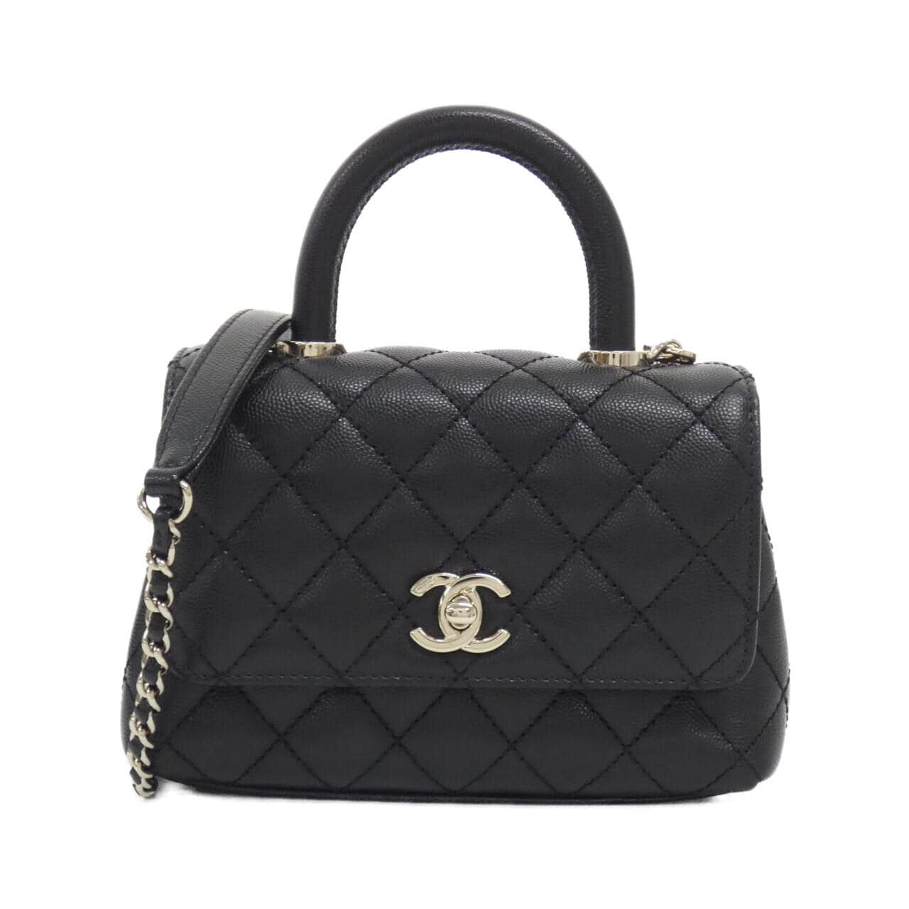 CHANEL Coco Handle AS2215 Handbag Grained Calfskin