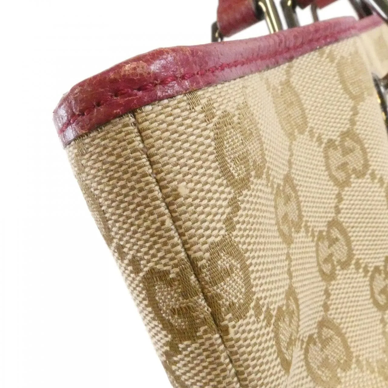 GUCCI 120836 Handbag Canvas 米色 帆布 中古品A - 縮圖 4