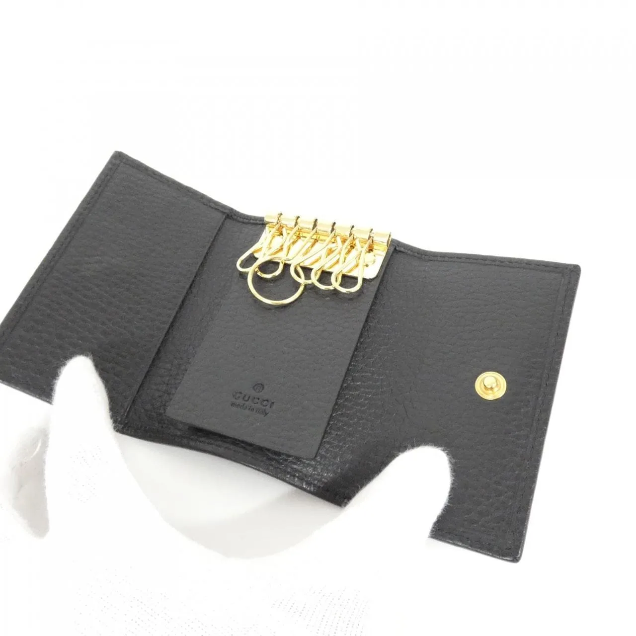 GUCCI 456118 CAO0G Key Case Leather 黑色 皮革 中古品A - 縮圖 3