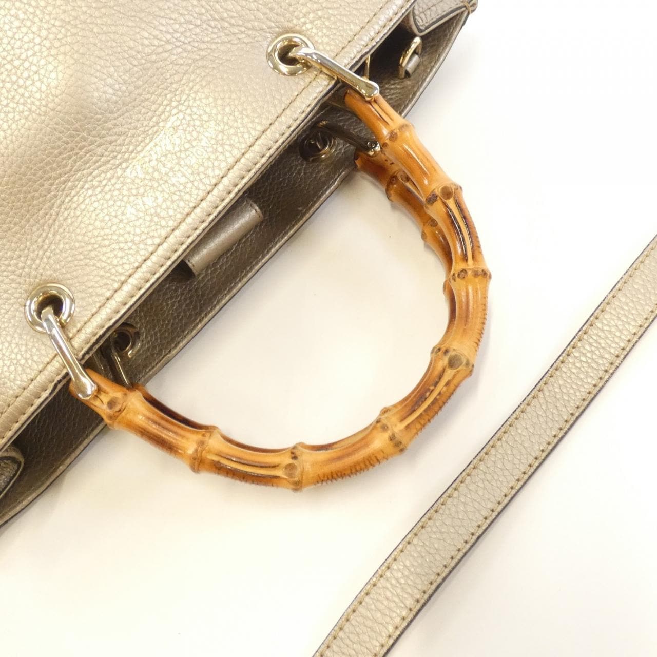 GUCCI Bamboo Shopper 323660 AH90I Bag Leather Black Leather - Thumbnail 7