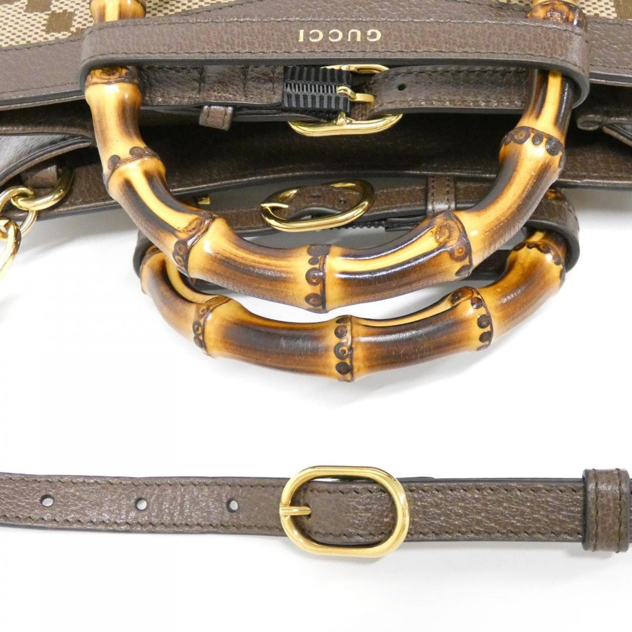 GUCCI Diana 660195 UKMBT Bag Canvas 黑色 帆布 中古品A - 縮圖 8