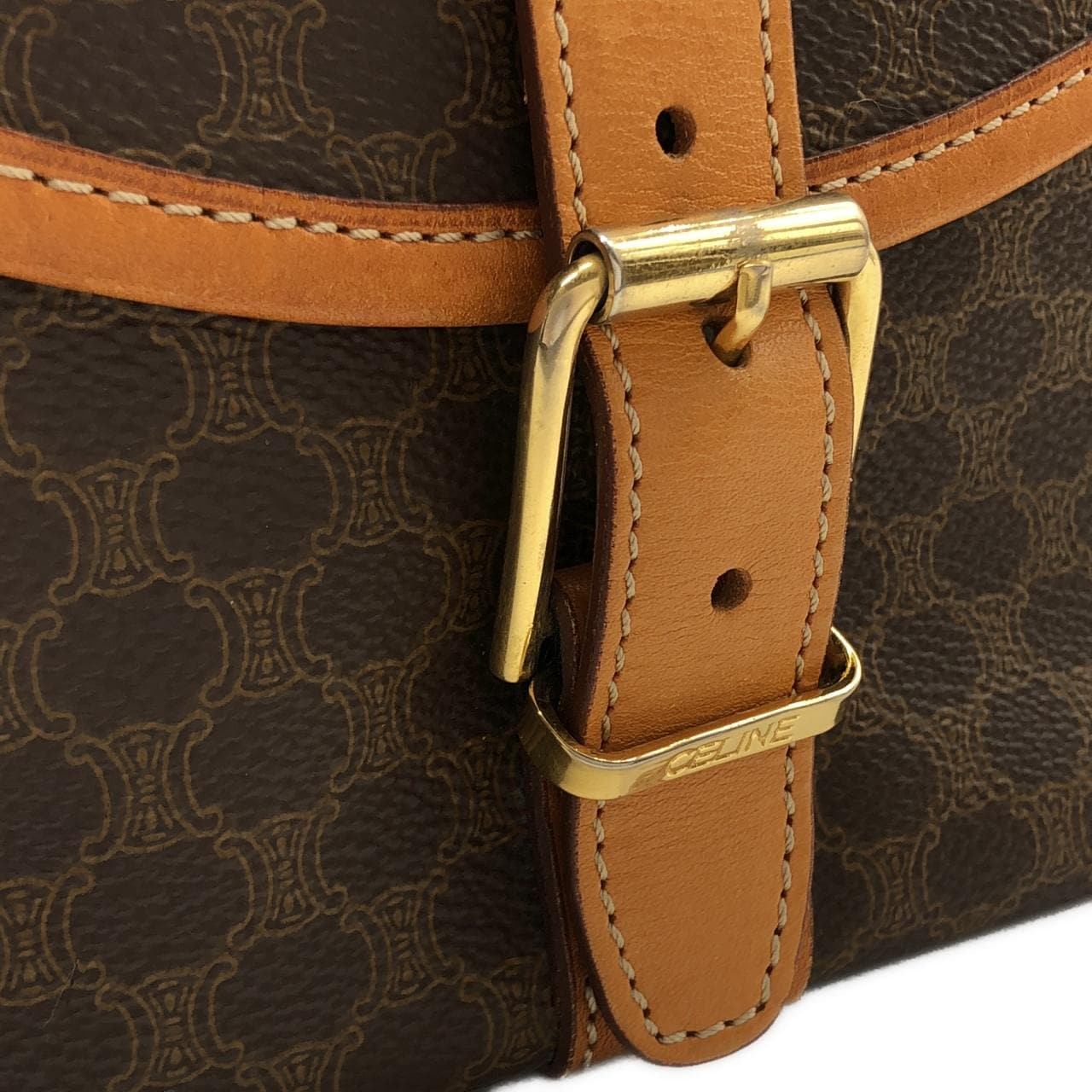 CELINE Shoulder Bag Canvas 棕色 帆布 中古品B - 縮圖 3