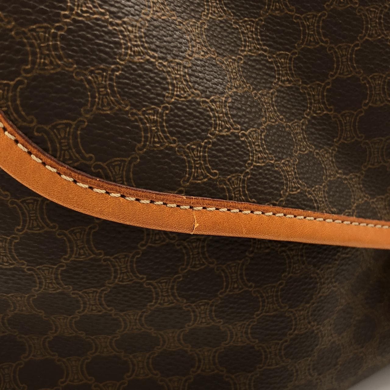 CELINE Shoulder Bag Canvas 棕色 帆布 中古品B - 縮圖 5