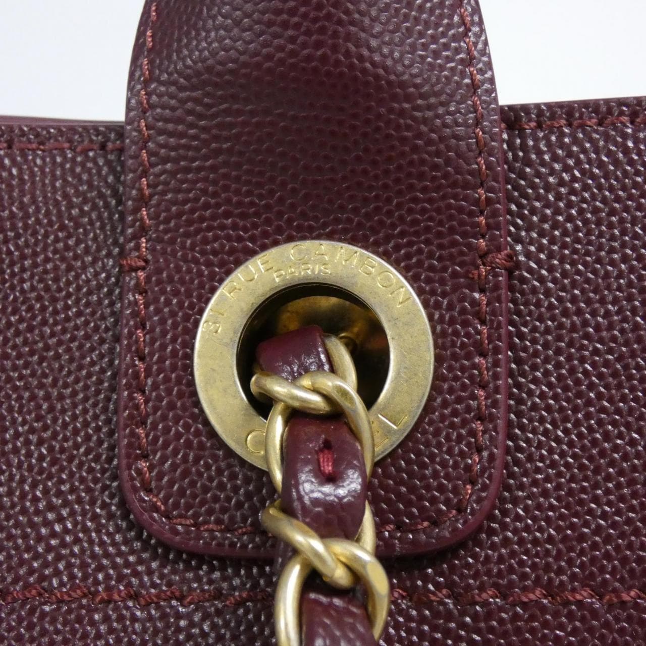 CHANEL Deauville 57069 Bag Grained Calfskin Bordeaux Grained Calfskin - Thumbnail 5