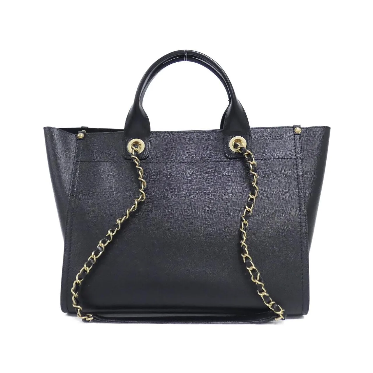 CHANEL Deauville 57069 Handbag Grained Calfskin Black Grained Calfskin Rank A - Thumbnail 2