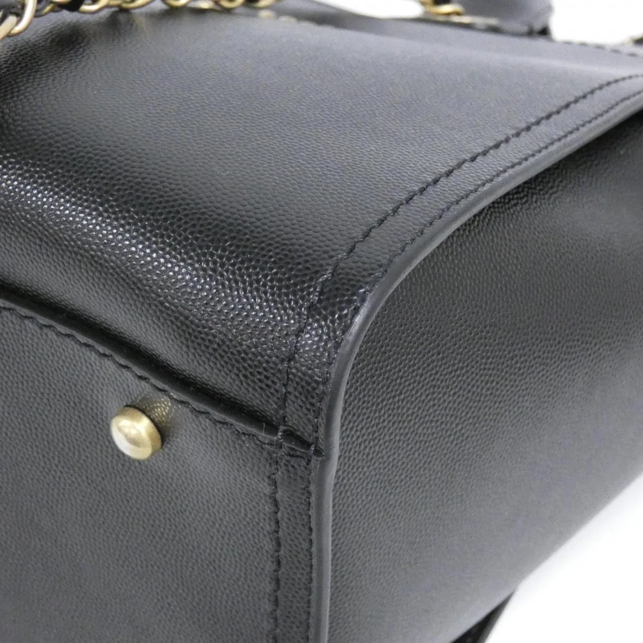 CHANEL Deauville 57069 Handbag Grained Calfskin Black Grained Calfskin Rank A - Thumbnail 4