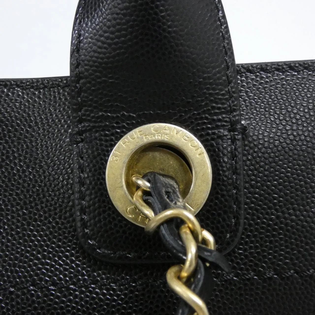 CHANEL Deauville 57069 Handbag Grained Calfskin Black Grained Calfskin Rank A - Thumbnail 6