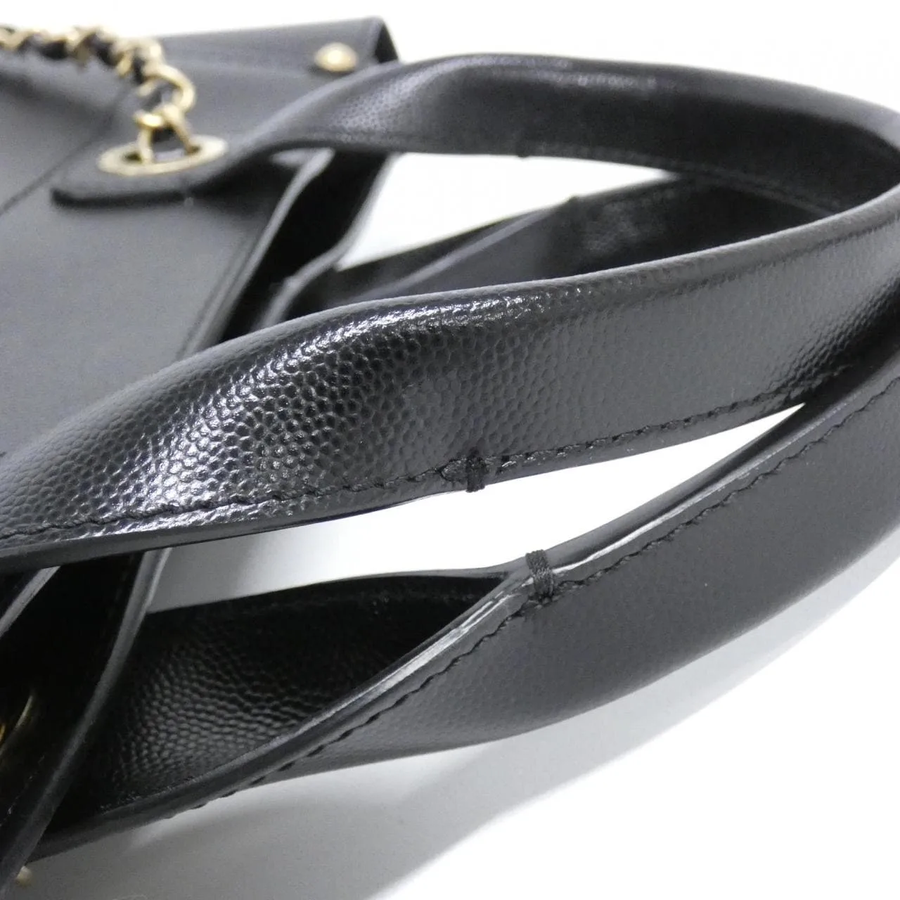 CHANEL Deauville 57069 Handbag Grained Calfskin Black Grained Calfskin Rank A - Thumbnail 7