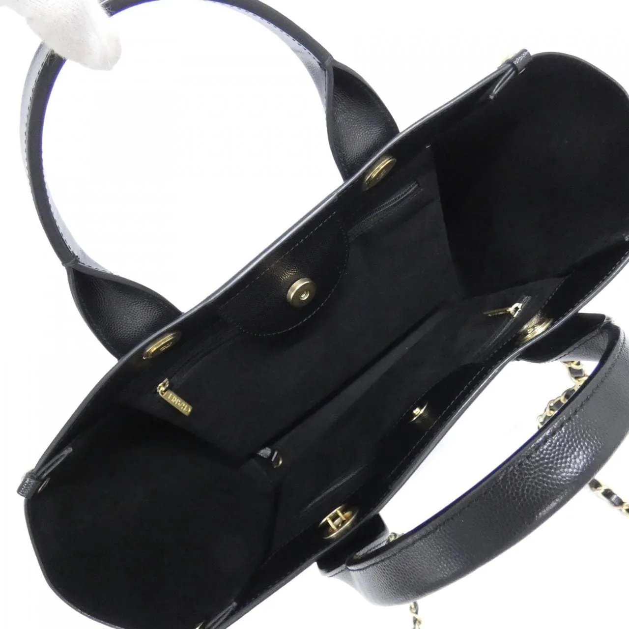 CHANEL Deauville 57069 Handbag Grained Calfskin Black Grained Calfskin Rank A - Thumbnail 8