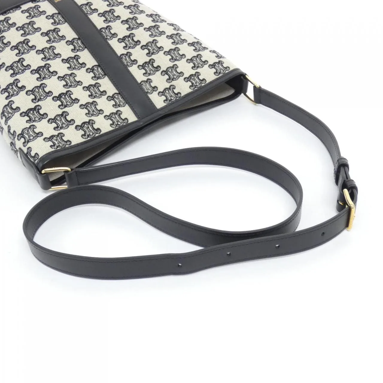 CELINE Triomphe 191442CS8 Shoulder Canvas 黑色 帆布 中古品A - 縮圖 5