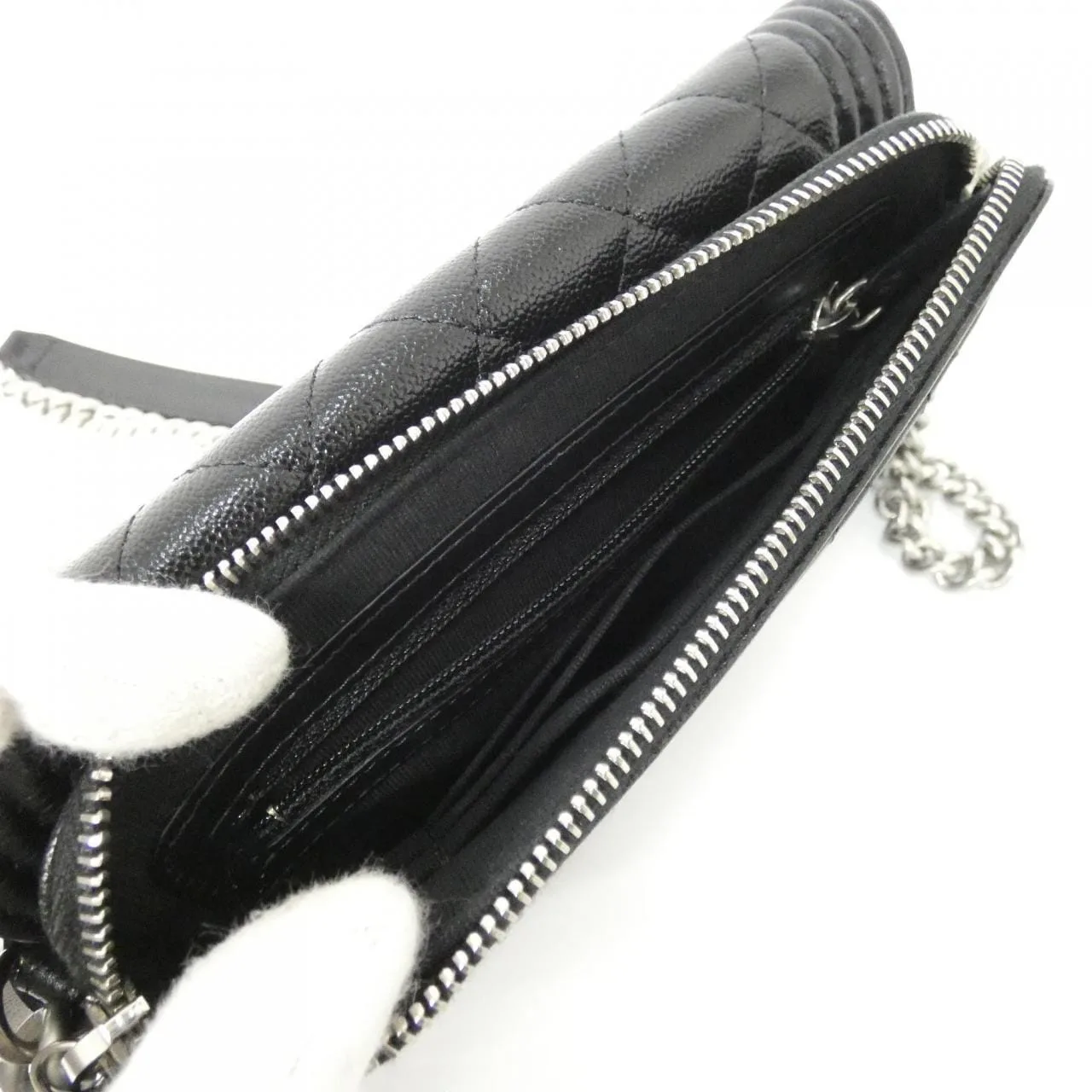 CHANEL Boy Chanel AP3013 Wallet Grained Calfskin 黑色 荔枝紋牛皮 中古品A - 縮圖 10