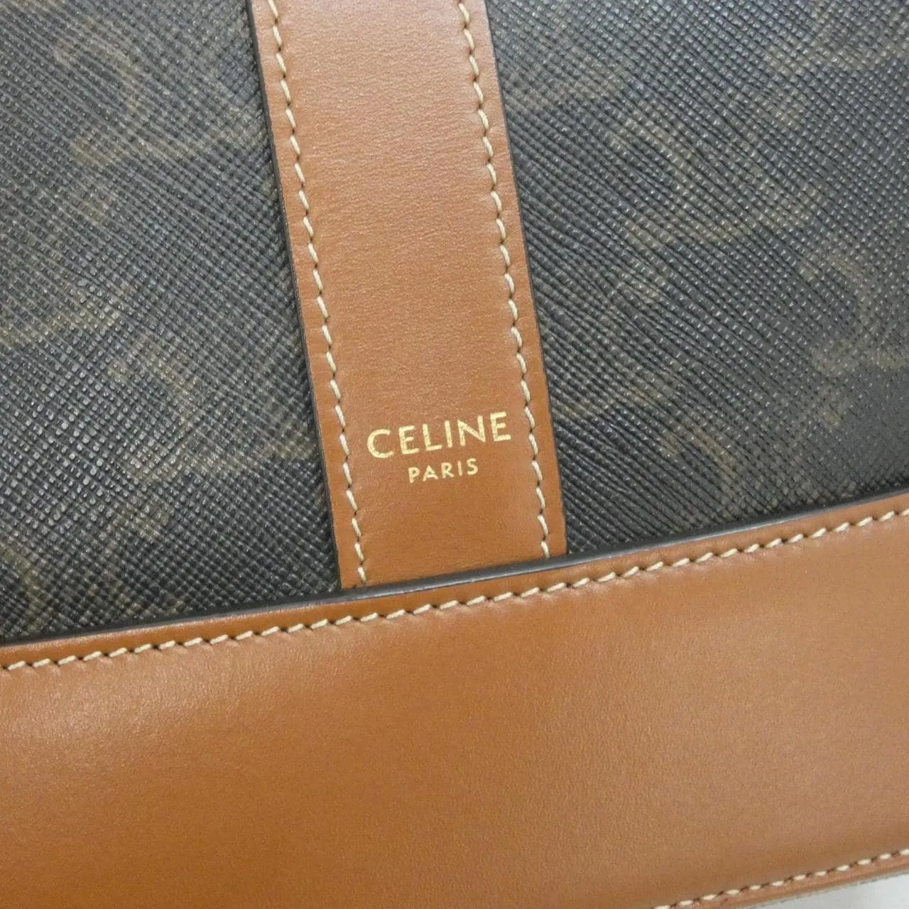 CELINE Triomphe 191132CAS Shoulder Canvas 黑色 帆布 中古品A - 縮圖 6