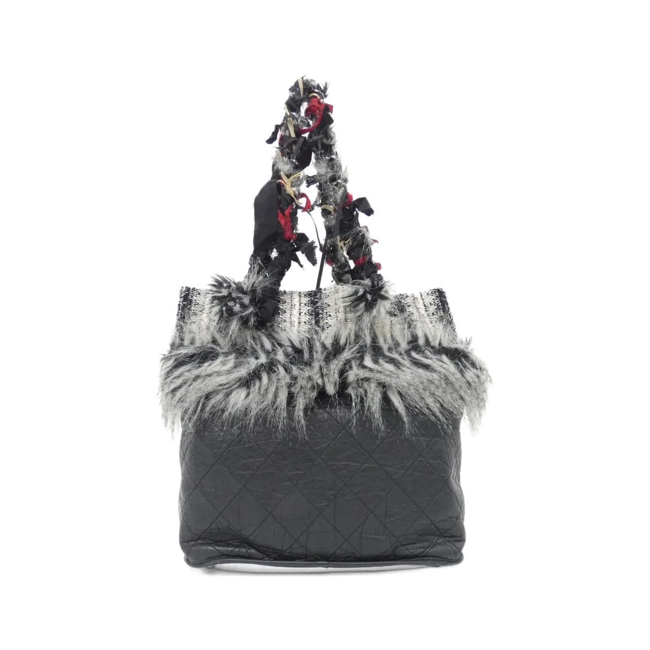 CHANEL Handbag Tweed Black Tweed Rank B - Thumbnail 2