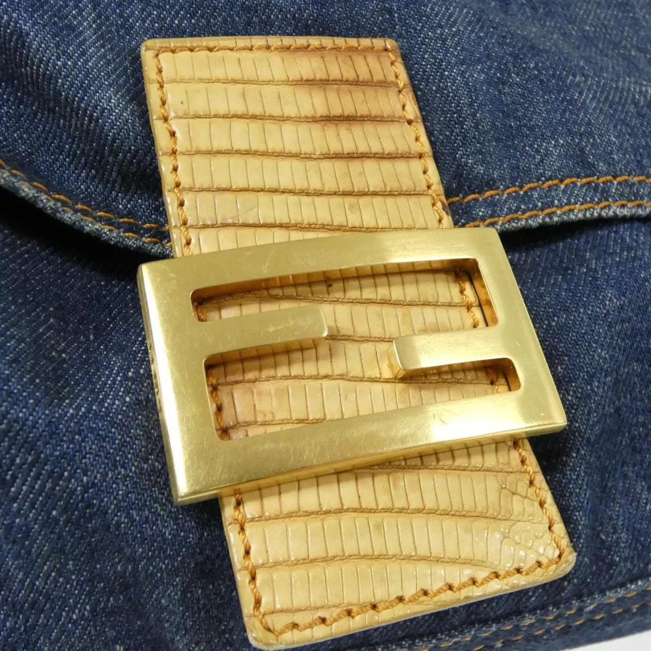 FENDI Baguette 8BR001 Shoulder Denim Bordeaux Denim Rank A - Thumbnail 5