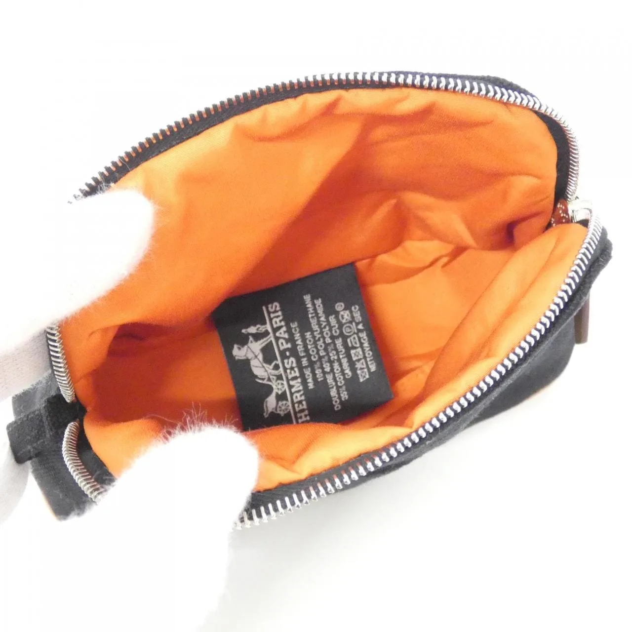 HERMES Bolide 103772M Pouch Canvas 黑色 帆布 中古品A - 縮圖 6